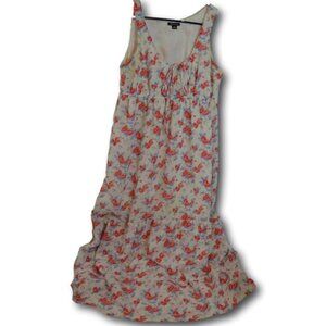 I Heart Ronson Ikat Floral Ruffle Maxi Sun Dress Size: M